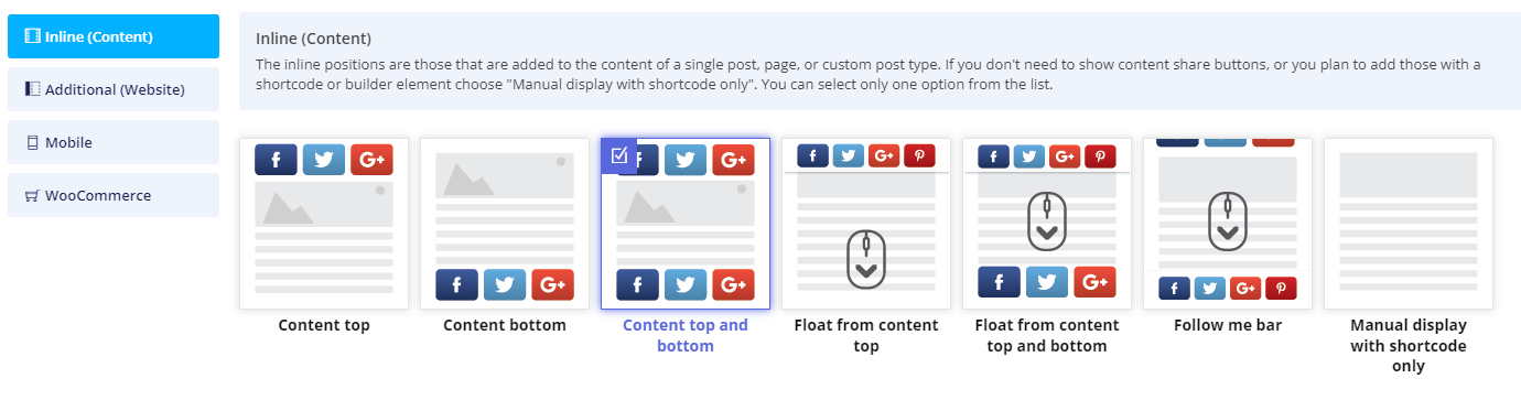 How to work with automatic display positions for social share buttons (and integrations with other plugins)? 2